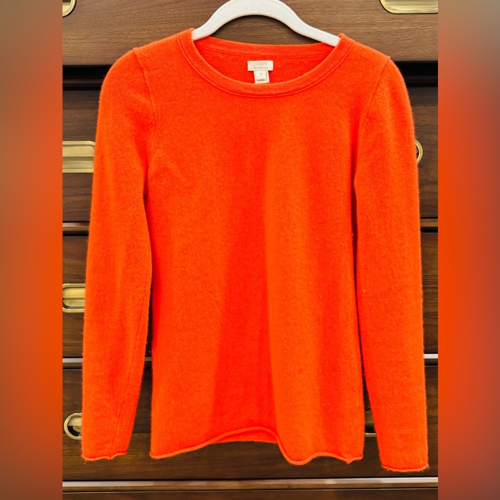 J. Crew Fiery Orange Cashmere Sweater